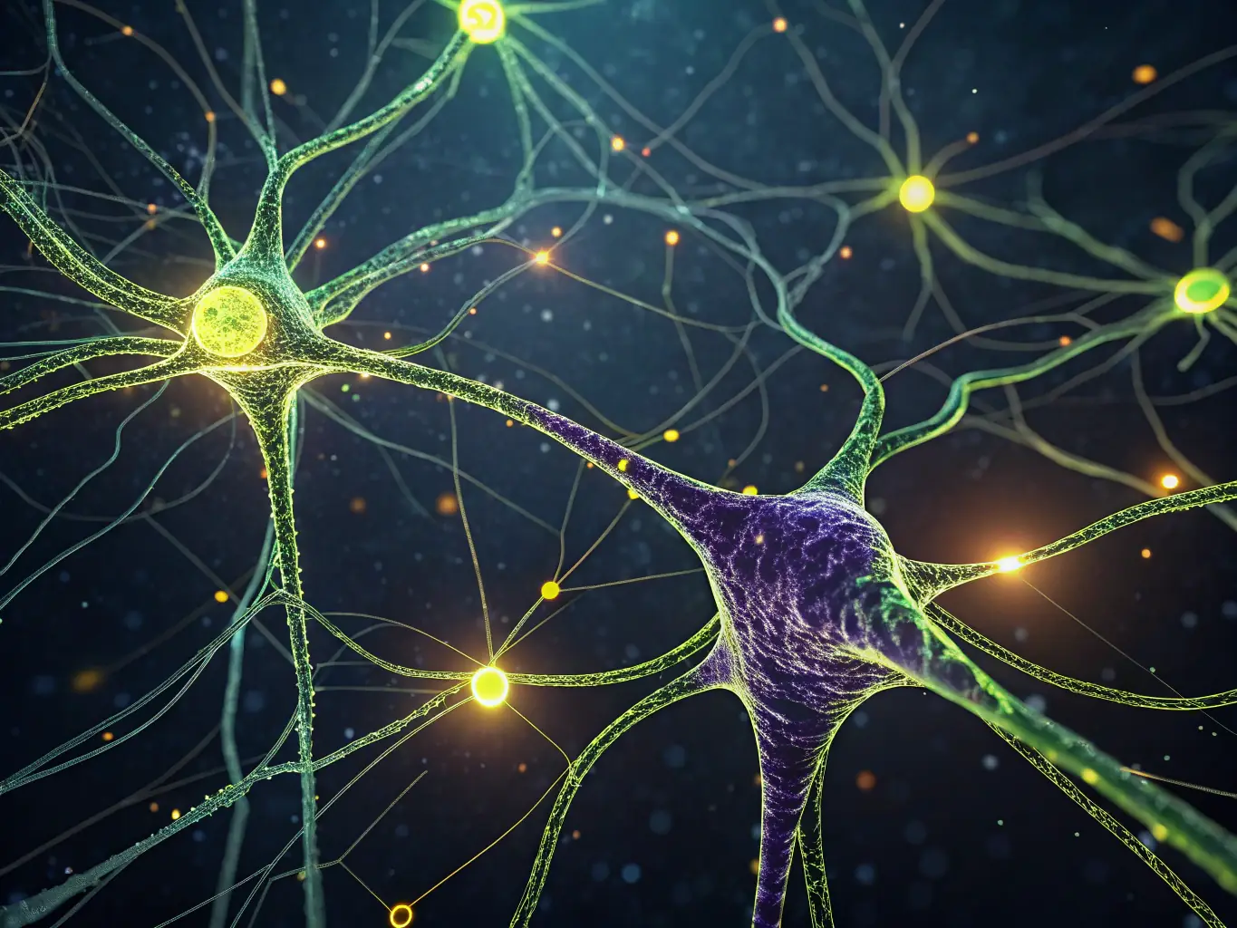 A digital illustration depicting a neural network with glowing nodes, representing the AI module, set against a backdrop of complex code.