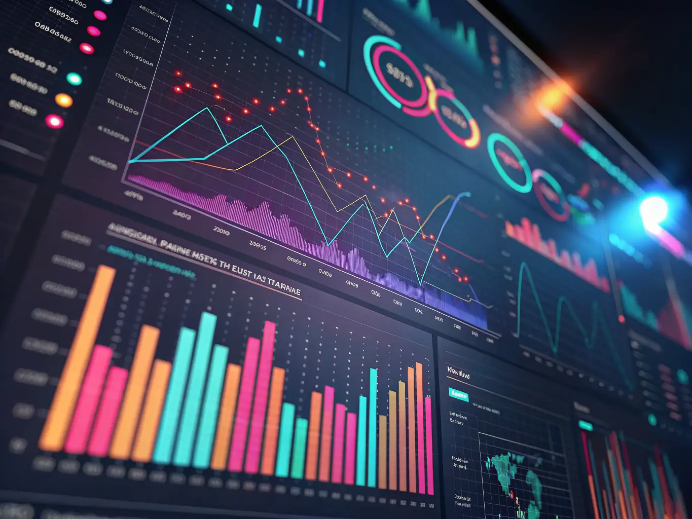 An abstract representation of data analytics, showing charts and graphs converging into a central point, symbolizing data-driven decision-making.